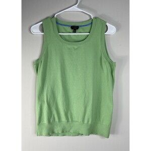 Talbots Sleeveless Lime Green Sweater Tank Top Women Size M Pima Cotton